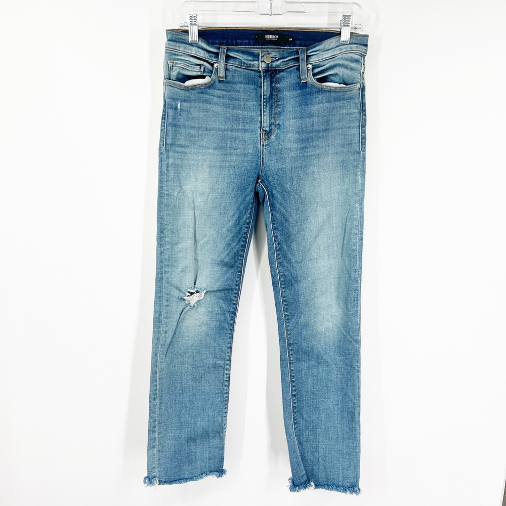 Hudson Nico Cigarette Mid-Rise Straight Leg Jeans Raw Hem